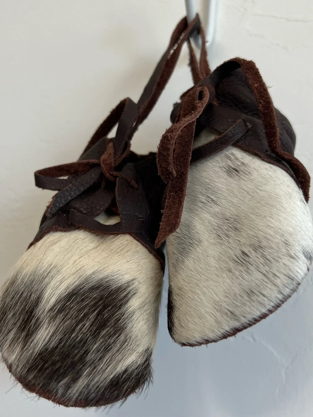 Cowhide Baby Moccasins Western Leather Booties 6-12M Boho Baby